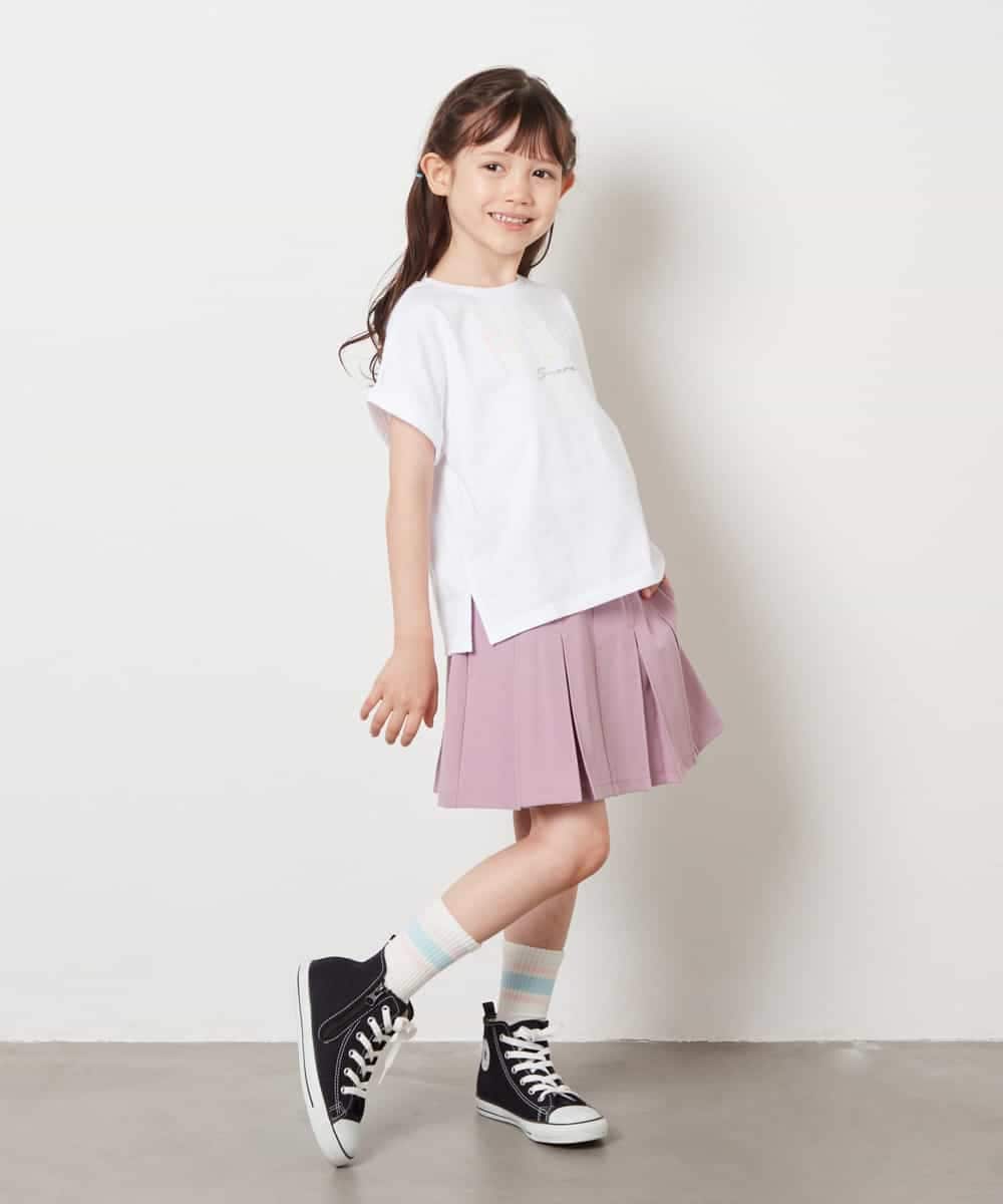 KJKHV30024 a.v.v KIDS(アー・ヴェ・ヴェ) [100-130]オーロラスパンコールロゴTシャツ ブラック