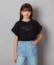 KJKHV30024 a.v.v KIDS(アー・ヴェ・ヴェ) [100-130]オーロラスパンコールロゴTシャツ ブラック