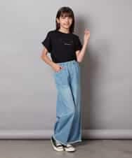 KJKHV30024 a.v.v KIDS(アー・ヴェ・ヴェ) [100-130]オーロラスパンコールロゴTシャツ ブラック