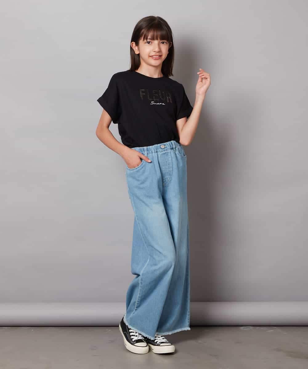KJKHV30024 a.v.v KIDS(アー・ヴェ・ヴェ) [100-130]オーロラスパンコールロゴTシャツ ブラック