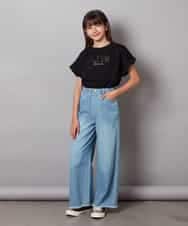 KJKHV30024 a.v.v KIDS(アー・ヴェ・ヴェ) [100-130]オーロラスパンコールロゴTシャツ ブラック