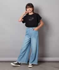 KJKHV30024 a.v.v KIDS(アー・ヴェ・ヴェ) [100-130]オーロラスパンコールロゴTシャツ ブラック