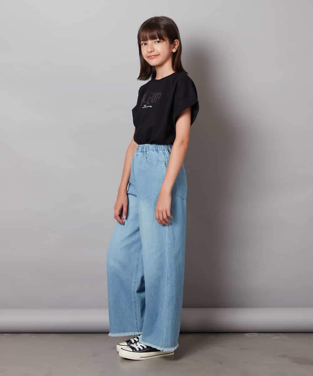 KJKHV30024 a.v.v KIDS(アー・ヴェ・ヴェ) [100-130]オーロラスパンコールロゴTシャツ ブラック