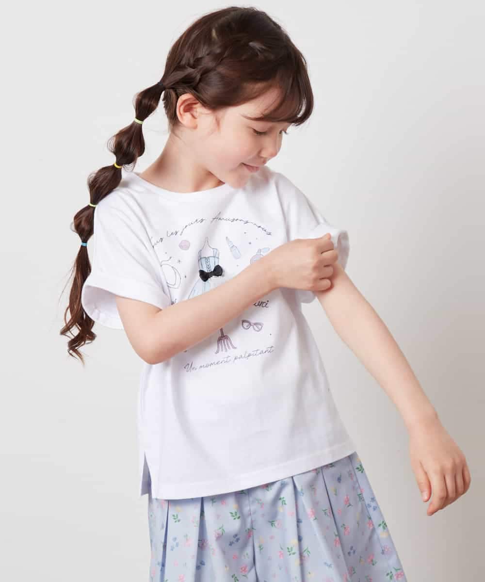 KJKHW20029 a.v.v KIDS(アー・ヴェ・ヴェ) [140-150]【接触冷感】アソートアートモチーフＴシャツ ホワイト