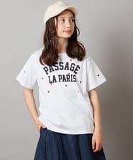 KJKHW21024 a.v.v KIDS(アー・ヴェ・ヴェ) [140-150]【接触冷感】ハート刺繍＆ロゴプリントゆるTシャツ ホワイト