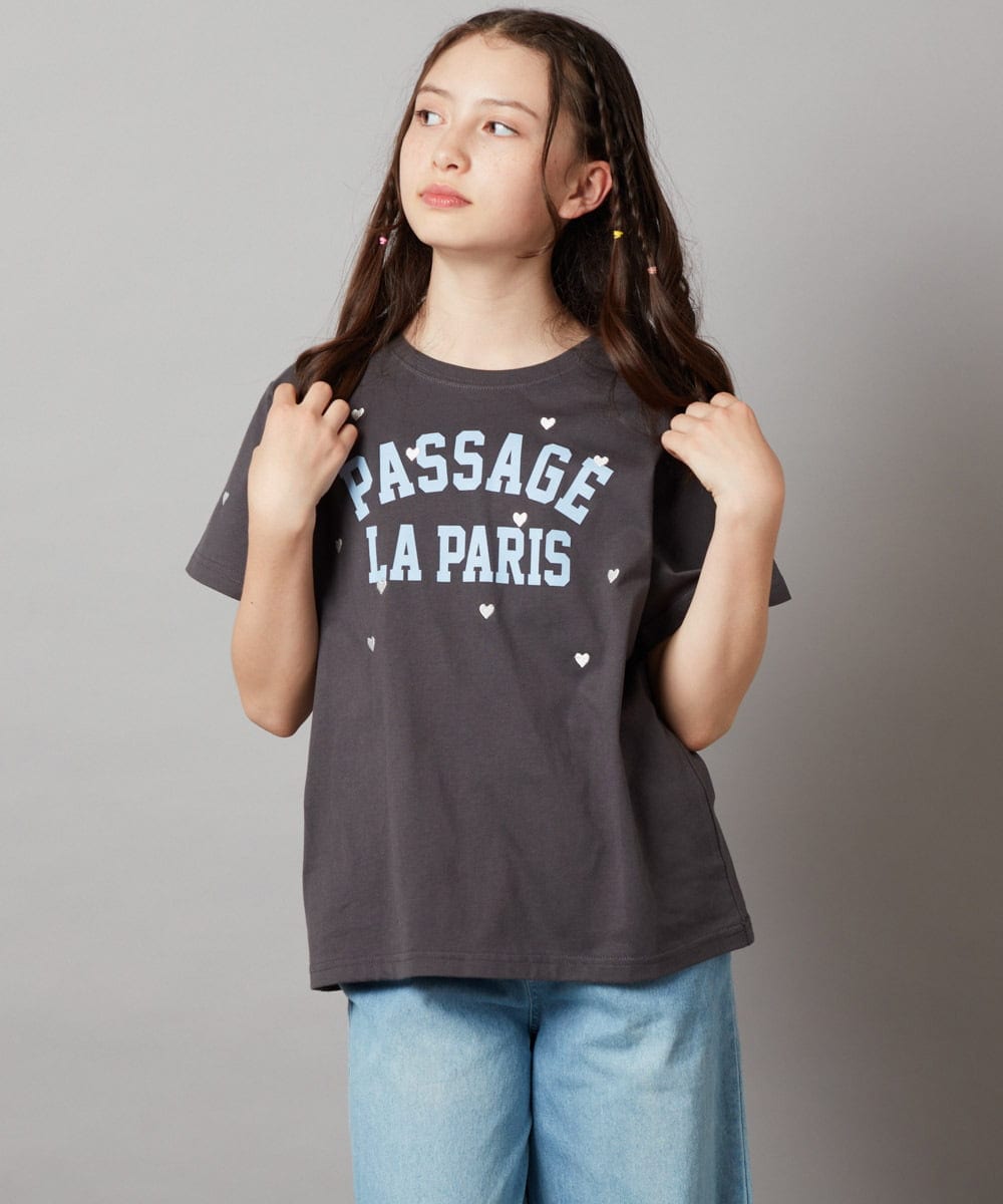 KJKHW21024 a.v.v KIDS(アー・ヴェ・ヴェ) [140-150]【接触冷感】ハート刺繍＆ロゴプリントゆるTシャツ ホワイト