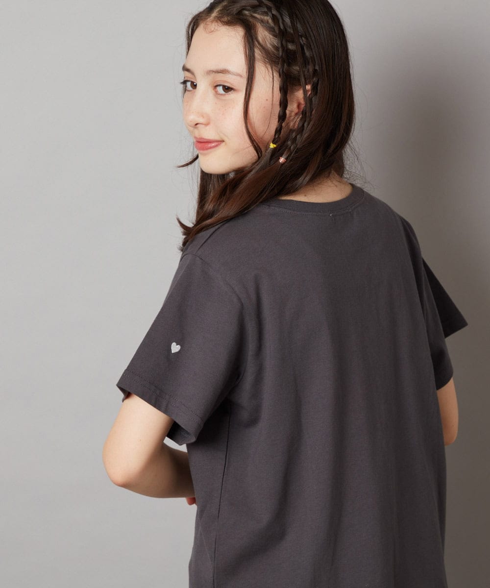 KJKHW21024 a.v.v KIDS(アー・ヴェ・ヴェ) [140-150]【接触冷感】ハート刺繍＆ロゴプリントゆるTシャツ ホワイト