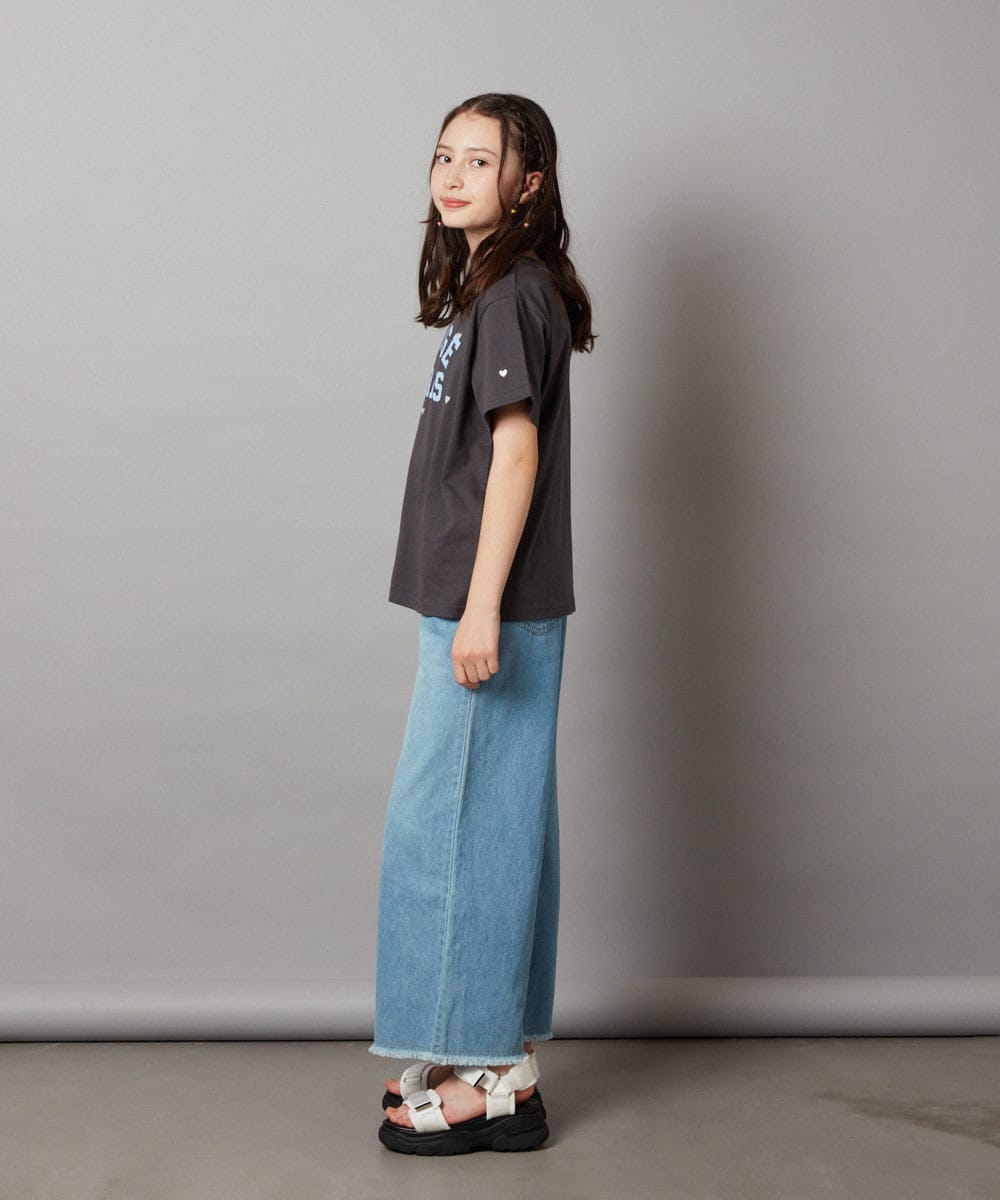 KJKHW21024 a.v.v KIDS(アー・ヴェ・ヴェ) [140-150]【接触冷感】ハート刺繍＆ロゴプリントゆるTシャツ ホワイト