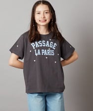 KJKHW21024 a.v.v KIDS(アー・ヴェ・ヴェ) [140-150]【接触冷感】ハート刺繍＆ロゴプリントゆるTシャツ ダークグレー