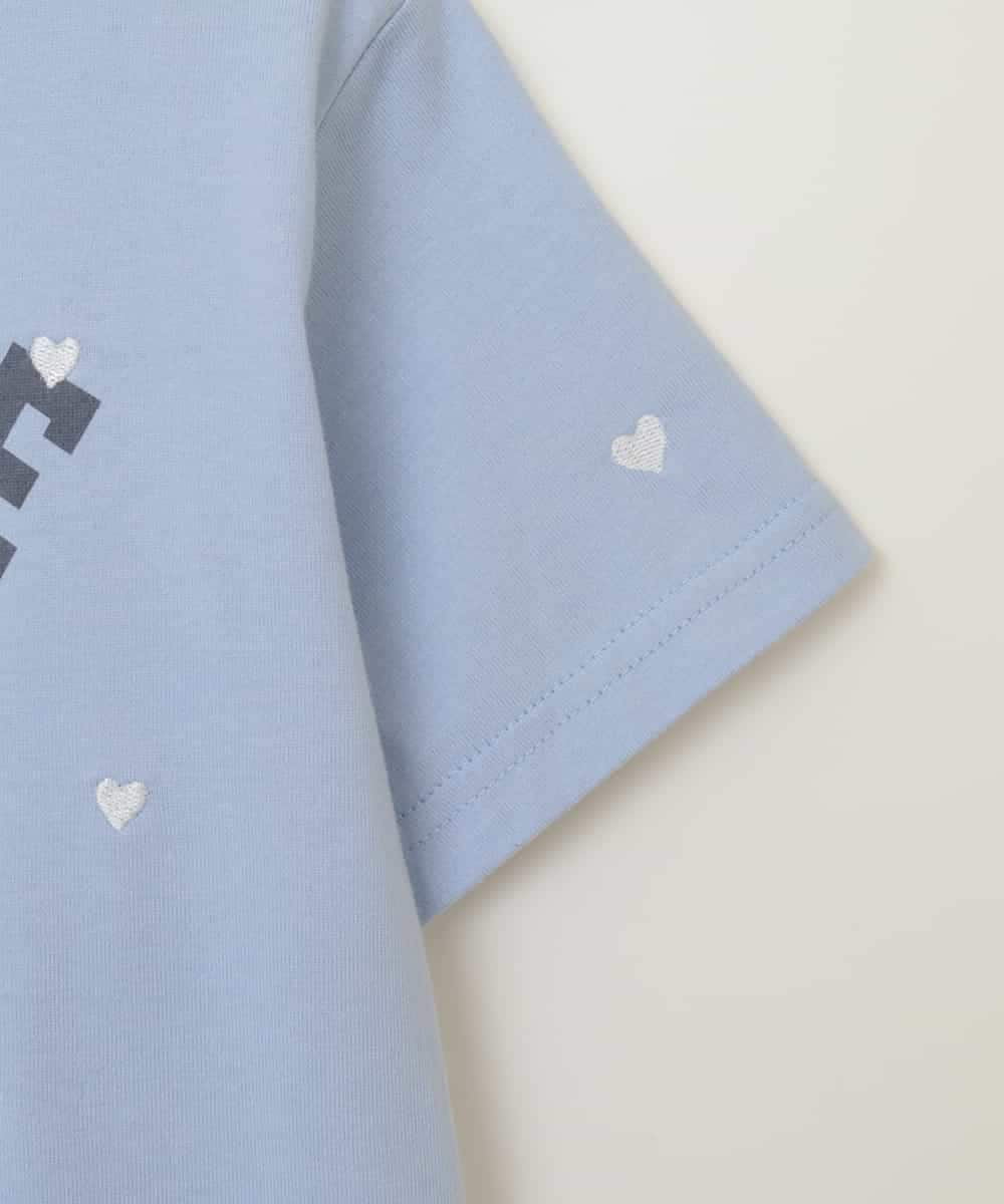 KJKHW21024 a.v.v KIDS(アー・ヴェ・ヴェ) [140-150]【接触冷感】ハート刺繍＆ロゴプリントゆるTシャツ ライトブルー