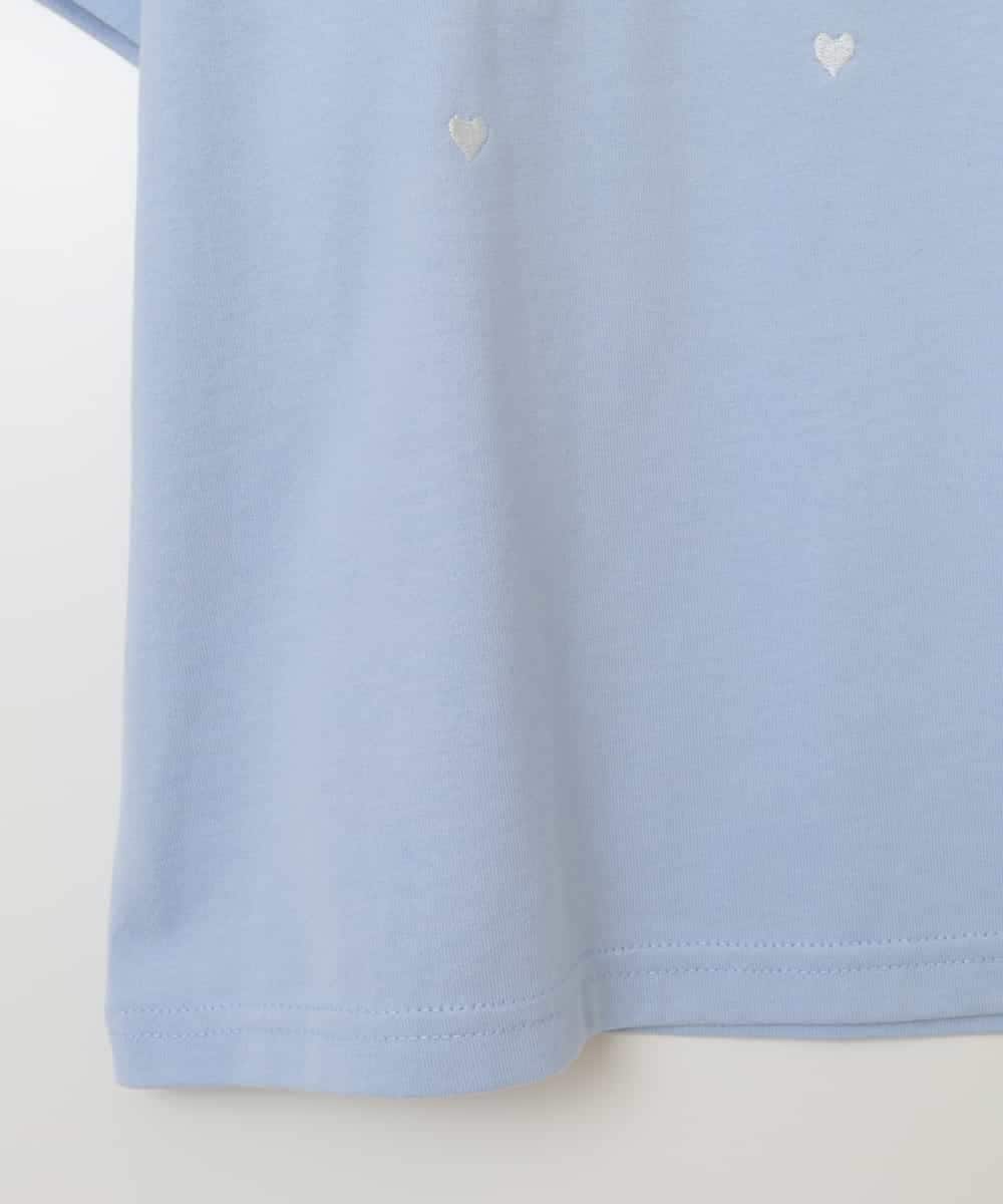 KJKHW21024 a.v.v KIDS(アー・ヴェ・ヴェ) [140-150]【接触冷感】ハート刺繍＆ロゴプリントゆるTシャツ ライトブルー