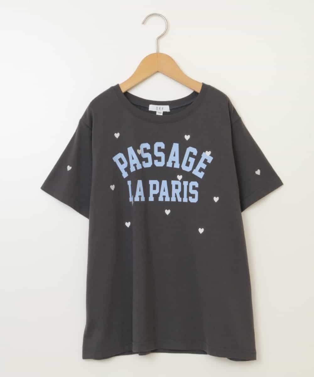 KJKHW21024 a.v.v KIDS(アー・ヴェ・ヴェ) [140-150]【接触冷感】ハート刺繍＆ロゴプリントゆるTシャツ ダークグレー