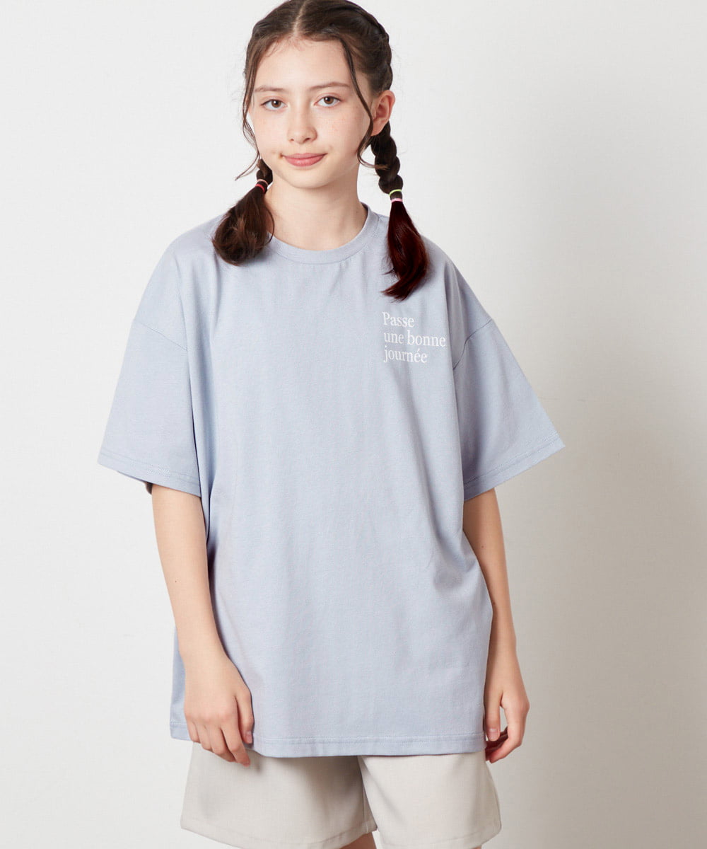 KJKHW22024 a.v.v KIDS(アー・ヴェ・ヴェ) 【ジュニア】[140-150]スプレーアート風オーバーＴシャツ ライトブルー