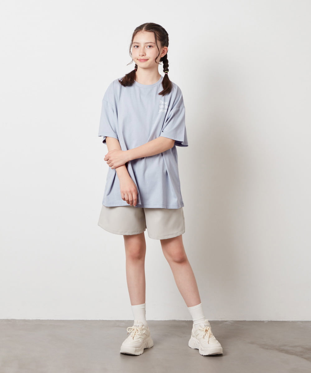 KJKHW22024 a.v.v KIDS(アー・ヴェ・ヴェ) 【ジュニア】[140-150]スプレーアート風オーバーＴシャツ ライトブルー