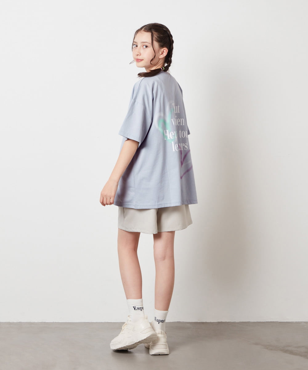 KJKHW22024 a.v.v KIDS(アー・ヴェ・ヴェ) 【ジュニア】[140-150]スプレーアート風オーバーＴシャツ ライトブルー