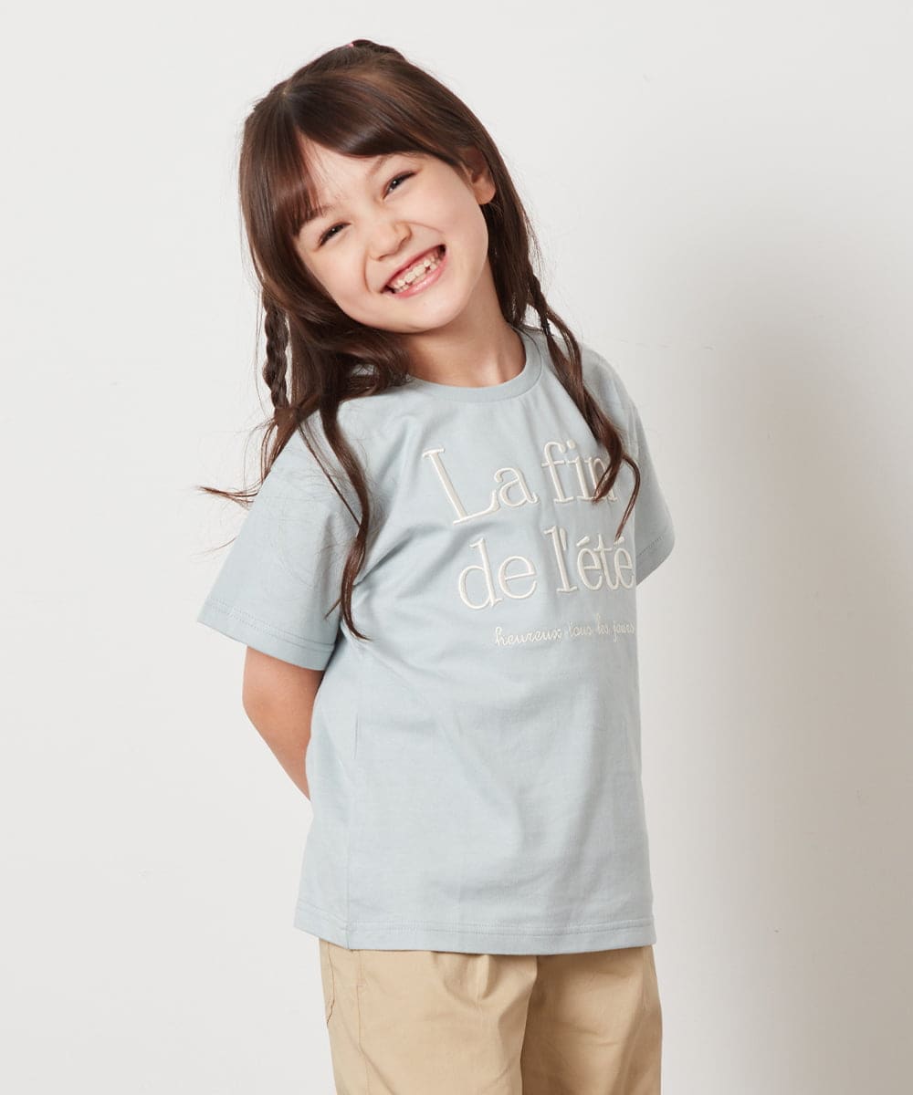 KJKHW25019 a.v.v KIDS(アー・ヴェ・ヴェ) [140-150]【接触冷感】ロゴ刺繍ゆるTシャツ ピンク