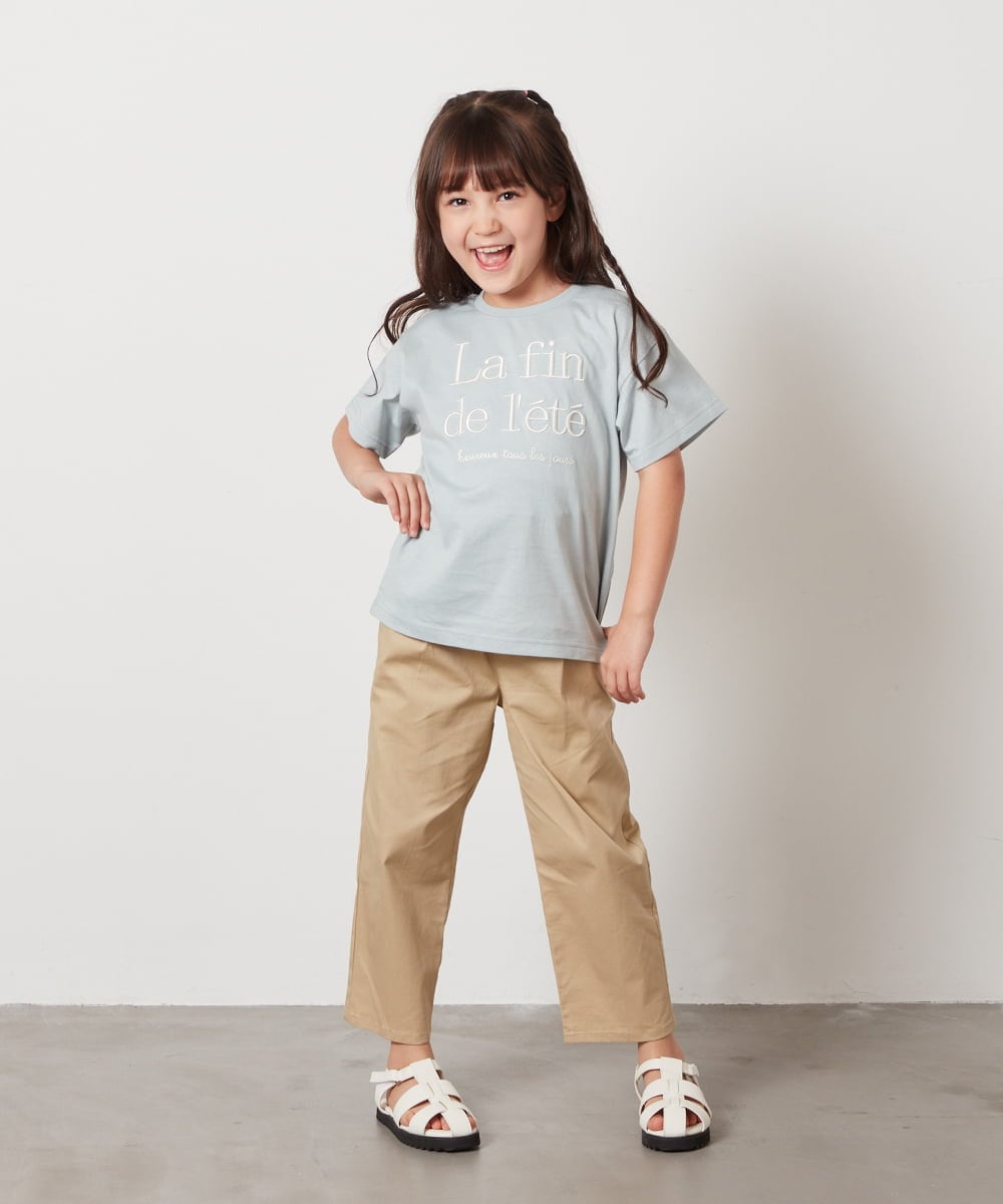 KJKHW25019 a.v.v KIDS(アー・ヴェ・ヴェ) [140-150]【接触冷感】ロゴ刺繍ゆるTシャツ ピンク