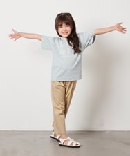 KJKHW25019 a.v.v KIDS(アー・ヴェ・ヴェ) [140-150]【接触冷感】ロゴ刺繍ゆるTシャツ ピンク
