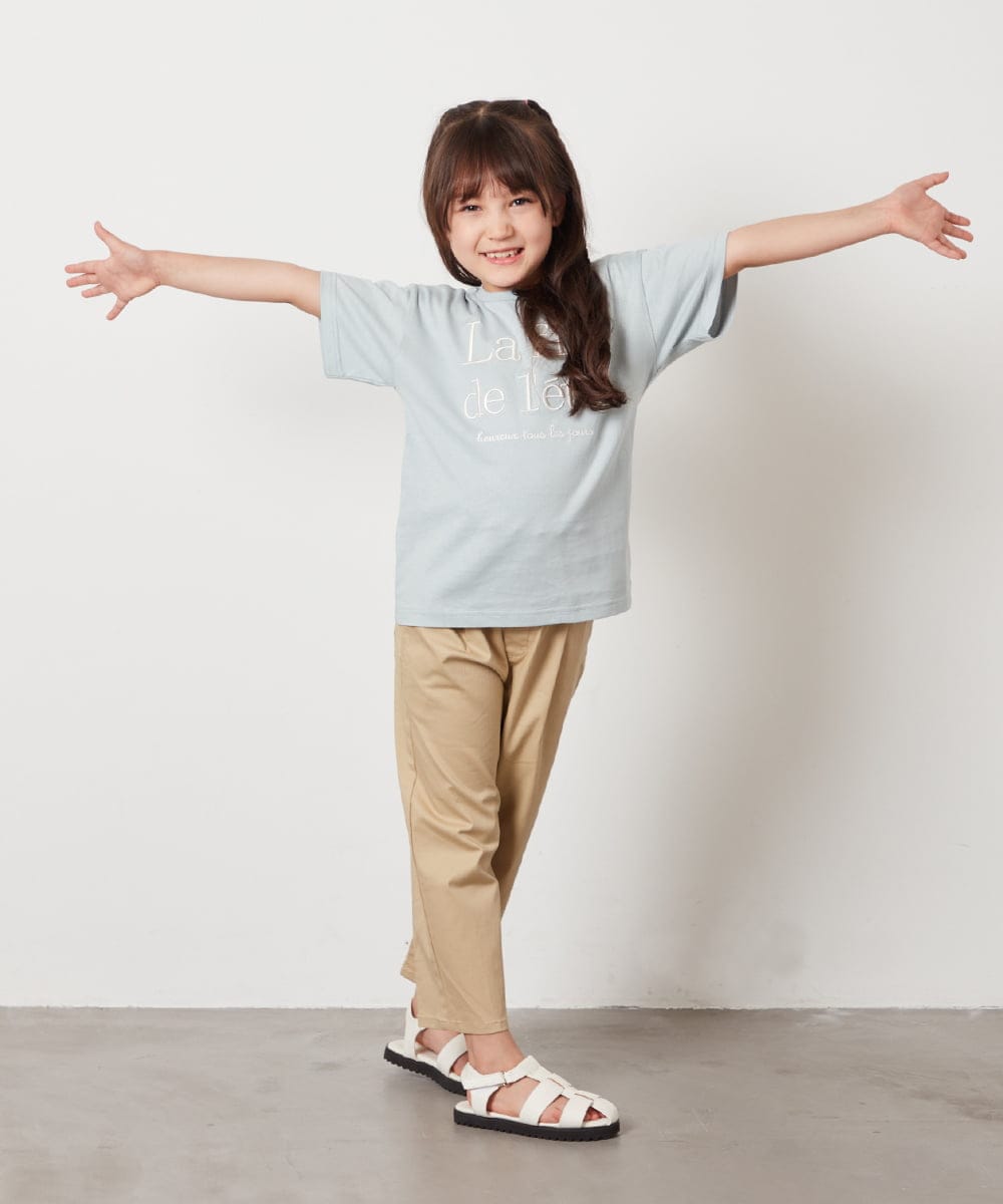 KJKHW25019 a.v.v KIDS(アー・ヴェ・ヴェ) [140-150]【接触冷感】ロゴ刺繍ゆるTシャツ ピンク