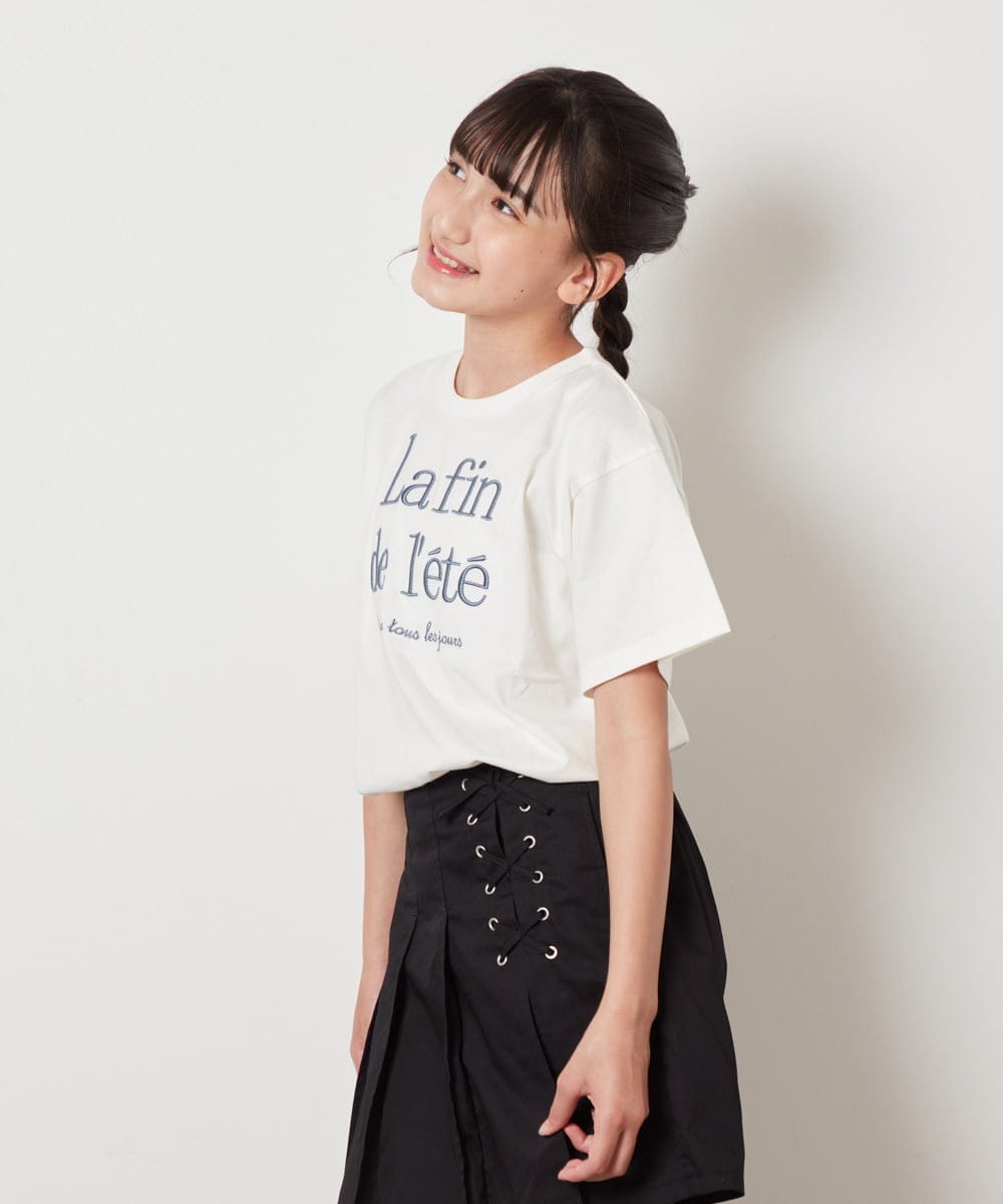 KJKHW25019 a.v.v KIDS(アー・ヴェ・ヴェ) [140-150]【接触冷感】ロゴ刺繍ゆるTシャツ ピンク