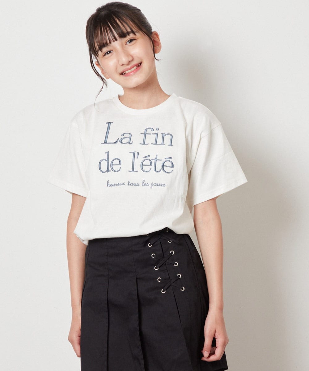 KJKHW25019 a.v.v KIDS(アー・ヴェ・ヴェ) [140-150]【接触冷感】ロゴ刺繍ゆるTシャツ ピンク