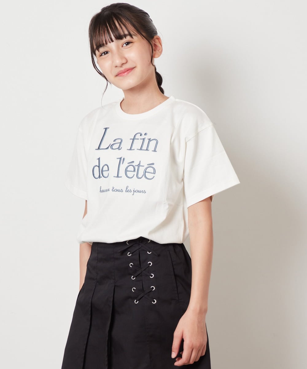 KJKHW25019 a.v.v KIDS(アー・ヴェ・ヴェ) [140-150]【接触冷感】ロゴ刺繍ゆるTシャツ ピンク