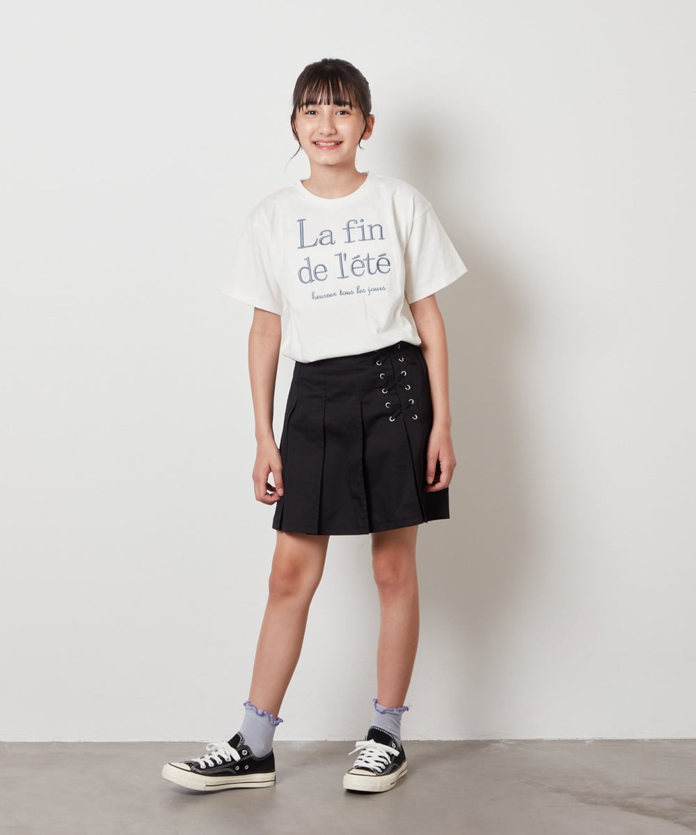 KJKHW25019 a.v.v KIDS(アー・ヴェ・ヴェ) [140-150]【接触冷感】ロゴ刺繍ゆるTシャツ ピンク