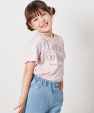 KJKHW25019 a.v.v KIDS(アー・ヴェ・ヴェ) [140-150]【接触冷感】ロゴ刺繍ゆるTシャツ ピンク