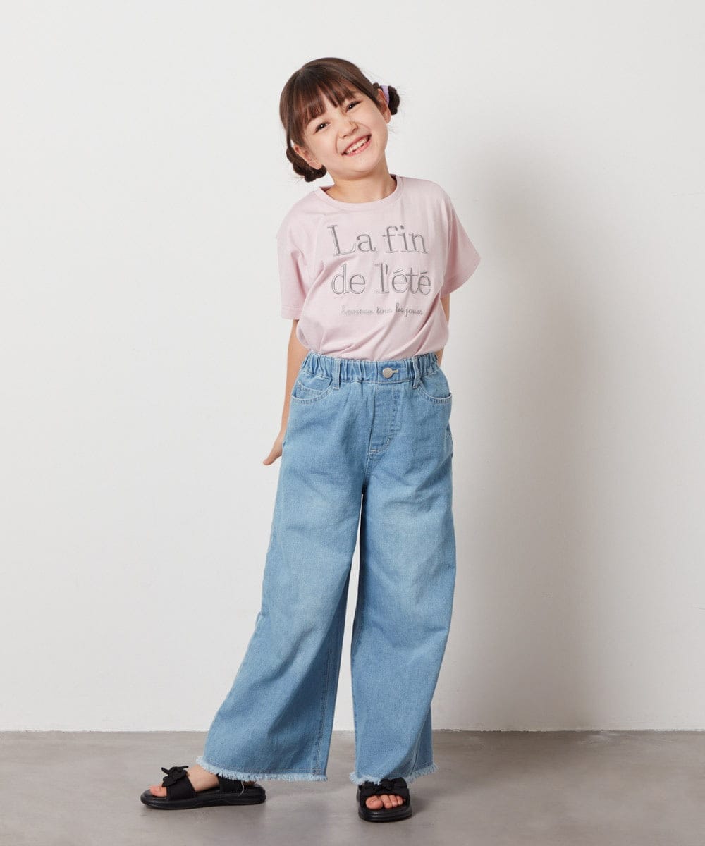 KJKHW25019 a.v.v KIDS(アー・ヴェ・ヴェ) [140-150]【接触冷感】ロゴ刺繍ゆるTシャツ ピンク