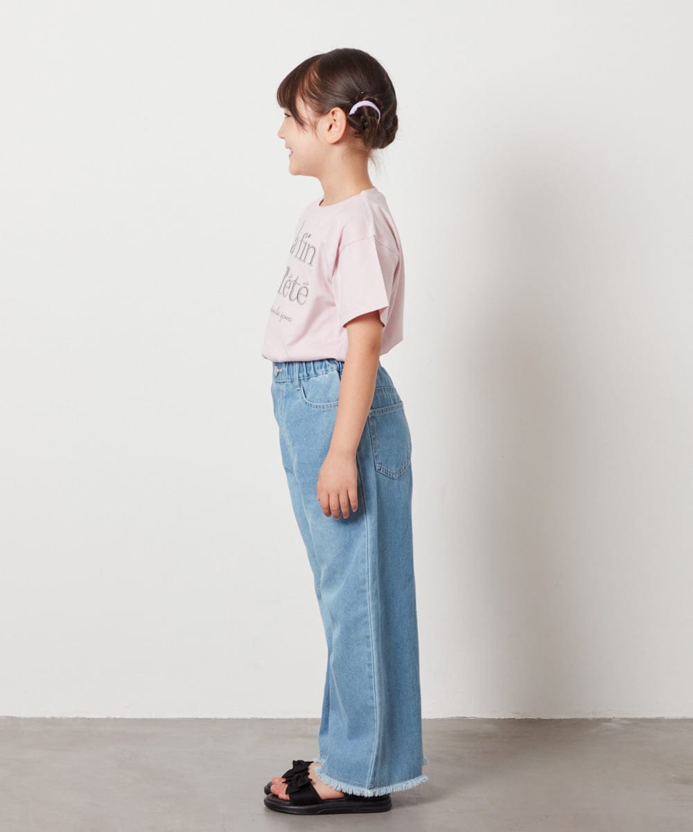 KJKHW25019 a.v.v KIDS(アー・ヴェ・ヴェ) [140-150]【接触冷感】ロゴ刺繍ゆるTシャツ ピンク