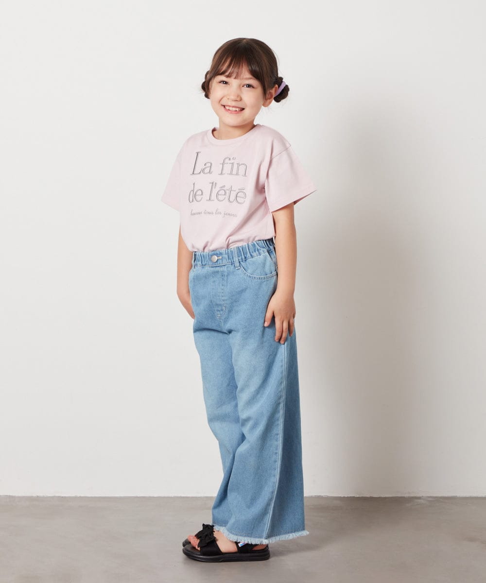 KJKHW25019 a.v.v KIDS(アー・ヴェ・ヴェ) [140-150]【接触冷感】ロゴ刺繍ゆるTシャツ ピンク