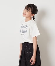 KJKHW25019 a.v.v KIDS(アー・ヴェ・ヴェ) [140-150]【接触冷感】ロゴ刺繍ゆるTシャツ ホワイト