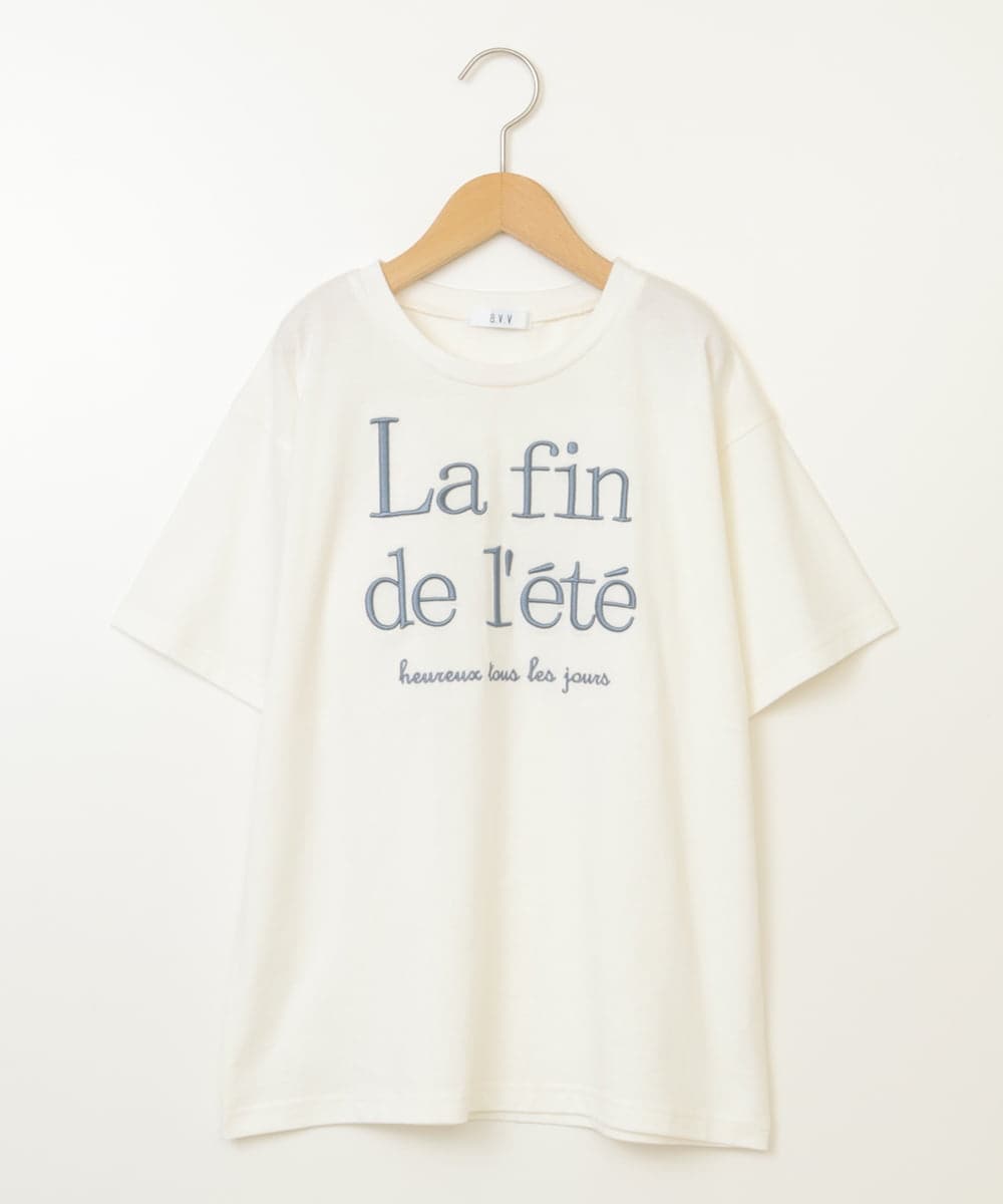 KJKHW25019 a.v.v KIDS(アー・ヴェ・ヴェ) [140-150]【接触冷感】ロゴ刺繍ゆるTシャツ ホワイト