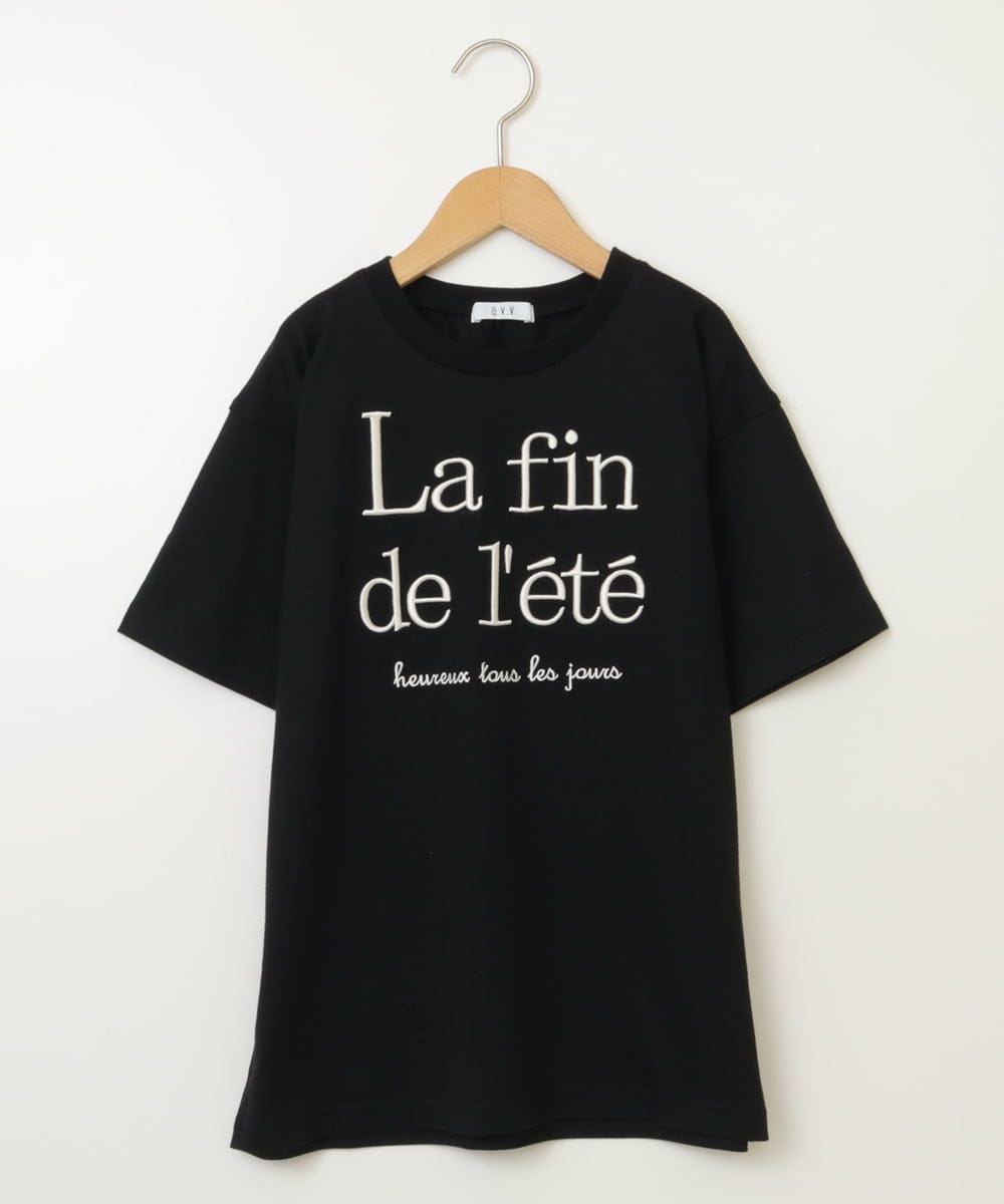 KJKHW25019 a.v.v KIDS(アー・ヴェ・ヴェ) [140-150]【接触冷感】ロゴ刺繍ゆるTシャツ ブラック