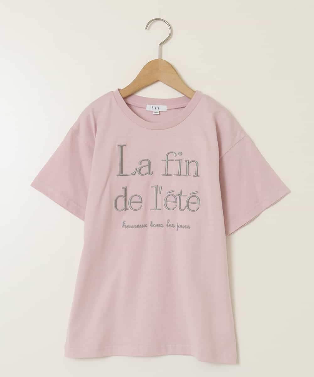 KJKHW25019 a.v.v KIDS(アー・ヴェ・ヴェ) [140-150]【接触冷感】ロゴ刺繍ゆるTシャツ ピンク