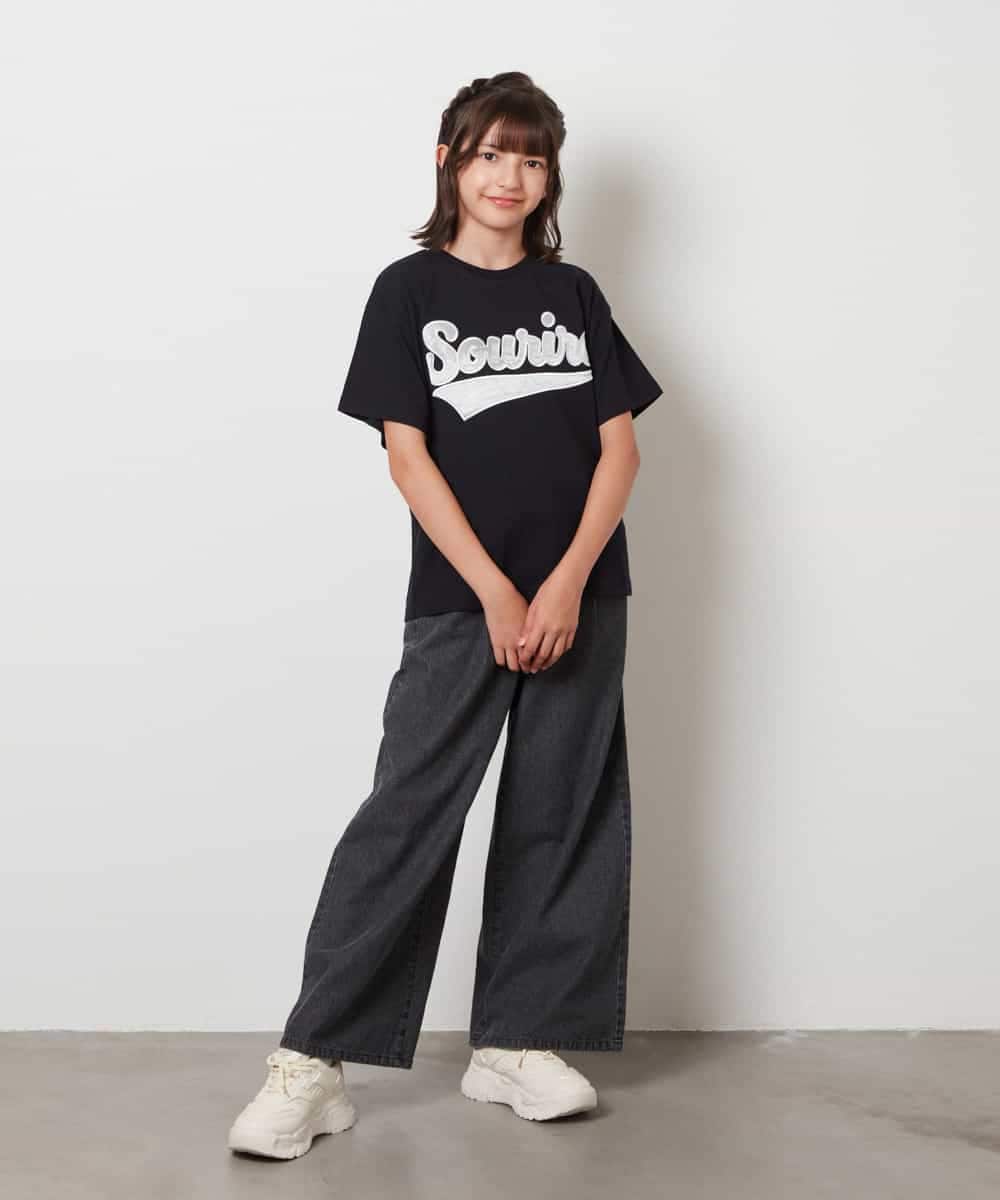 KJKHW26029 a.v.v KIDS(アー・ヴェ・ヴェ) [140-150]【接触冷感】アソートアートゆるＴシャツ ブラック