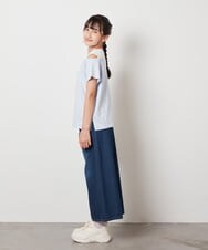 KJKHW27024 a.v.v KIDS(アー・ヴェ・ヴェ) [140-150]【接触冷感】レイヤード風オフショルTシャツ ライトブルー
