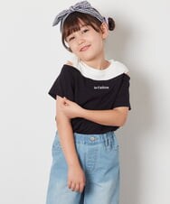 KJKHW27024 a.v.v KIDS(アー・ヴェ・ヴェ) [140-150]【接触冷感】レイヤード風オフショルTシャツ ライトブルー