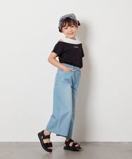KJKHW27024 a.v.v KIDS(アー・ヴェ・ヴェ) [140-150]【接触冷感】レイヤード風オフショルTシャツ ライトブルー