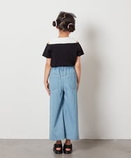 KJKHW27024 a.v.v KIDS(アー・ヴェ・ヴェ) [140-150]【接触冷感】レイヤード風オフショルTシャツ ライトブルー