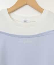 KJKHW27024 a.v.v KIDS(アー・ヴェ・ヴェ) [140-150]【接触冷感】レイヤード風オフショルTシャツ ライトブルー