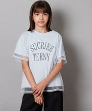 KJKHW29024 a.v.v KIDS(アー・ヴェ・ヴェ) [140-150]チュールレイヤードTシャツ ブラック