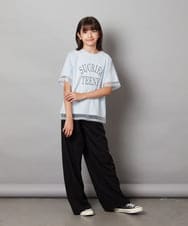 KJKHW29024 a.v.v KIDS(アー・ヴェ・ヴェ) [140-150]チュールレイヤードTシャツ ブラック