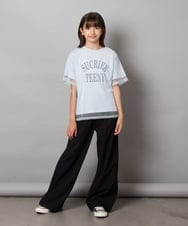 KJKHW29024 a.v.v KIDS(アー・ヴェ・ヴェ) [140-150]チュールレイヤードTシャツ ブラック