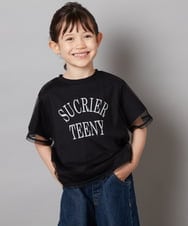 KJKHW29024 a.v.v KIDS(アー・ヴェ・ヴェ) [140-150]チュールレイヤードTシャツ ブラック