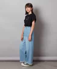 KJKHW30029 a.v.v KIDS(アー・ヴェ・ヴェ) [140-150]オーロラスパンコールロゴTシャツ ブラック