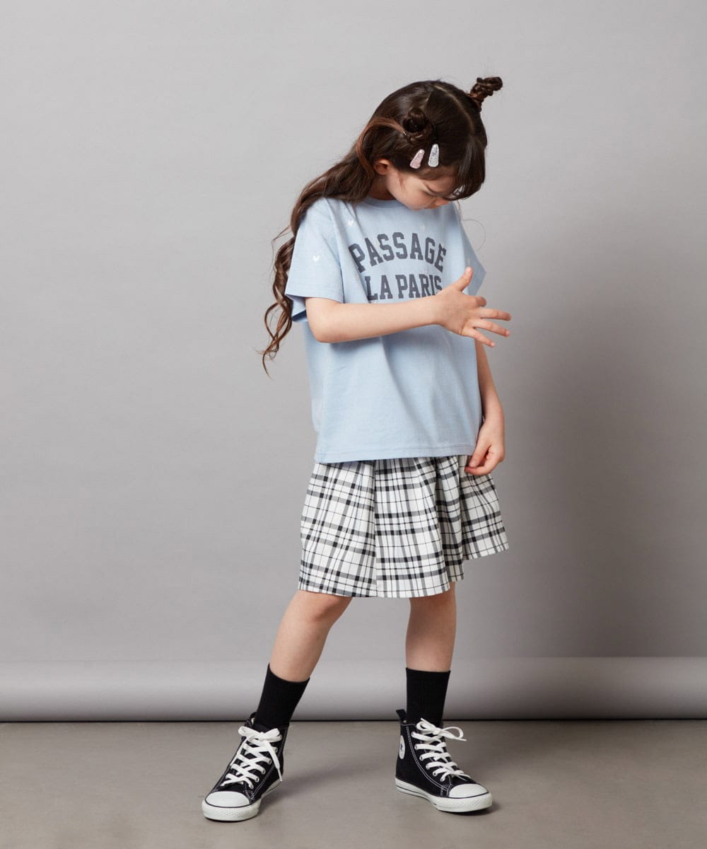 KJKHX21029 a.v.v KIDS(アー・ヴェ・ヴェ) 【接触冷感/ジメジメ対策】[160]ハート刺繍＆ロゴプリントゆるTシャツ ダークグレー