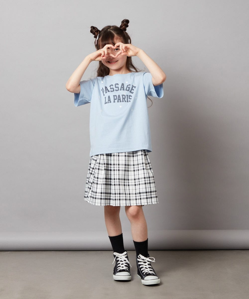 KJKHX21029 a.v.v KIDS(アー・ヴェ・ヴェ) 【接触冷感/ジメジメ対策】[160]ハート刺繍＆ロゴプリントゆるTシャツ ダークグレー