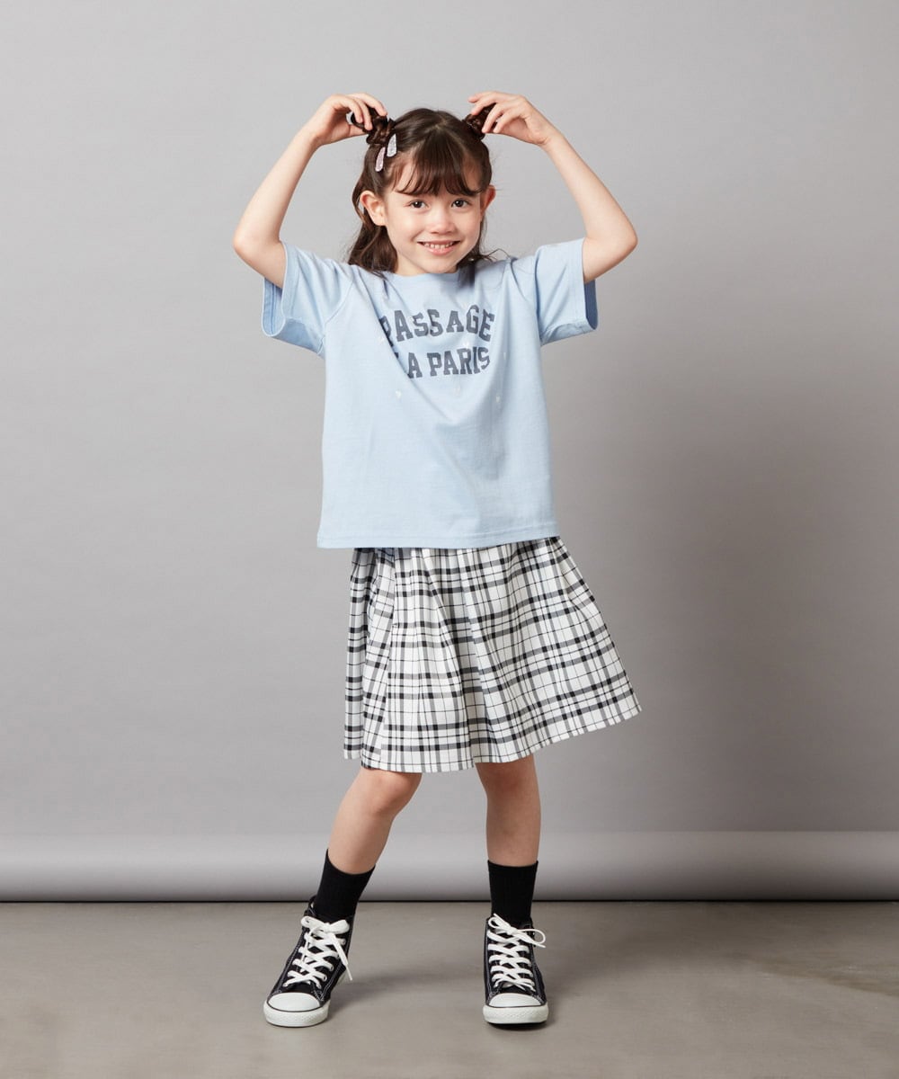 KJKHX21029 a.v.v KIDS(アー・ヴェ・ヴェ) 【接触冷感/ジメジメ対策】[160]ハート刺繍＆ロゴプリントゆるTシャツ ダークグレー