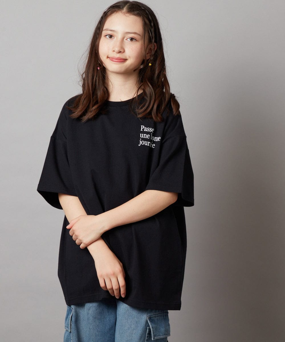 KJKHX22029 a.v.v KIDS(アー・ヴェ・ヴェ) 【ジュニア】[160]スプレーアート風オーバーＴシャツ ブラック